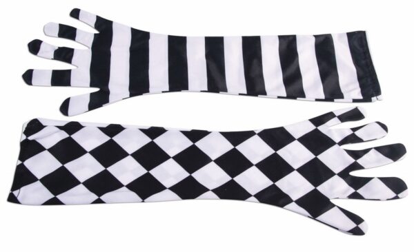 Harlequin Black and White Long Gloves