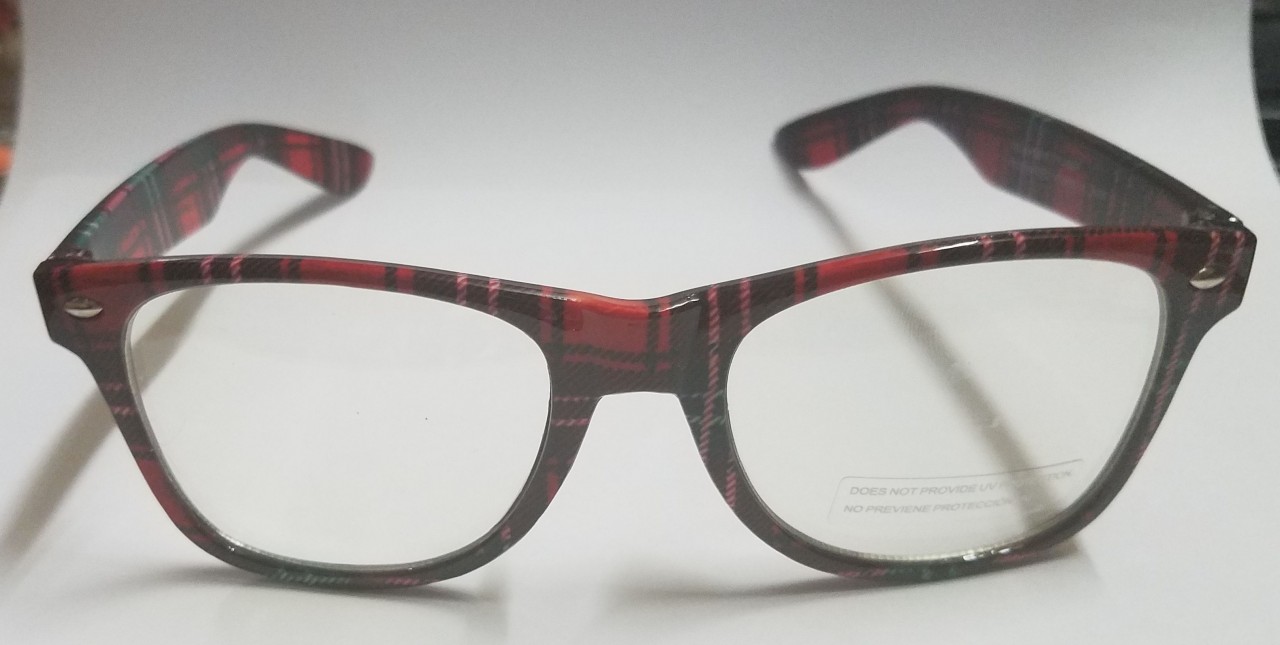 Nerd Glasses with Plaid Frames - Male