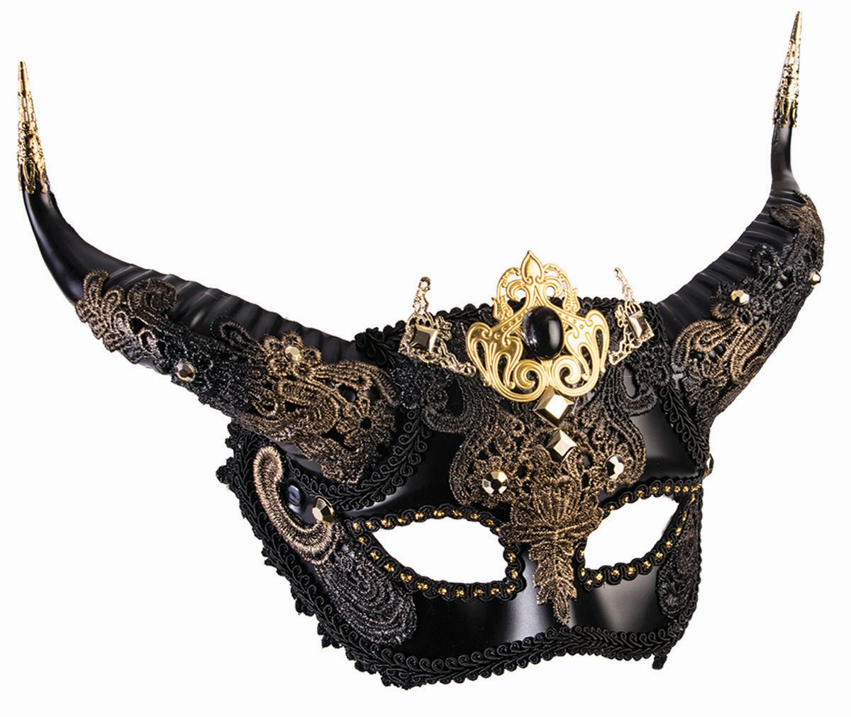 Black and Gold Elegant Faun Mask