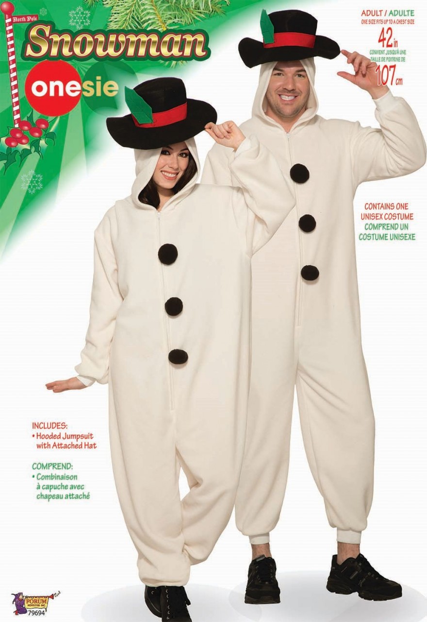 Snowman Costume Onesie Adult Standard Size