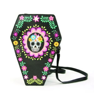 Sugar Skull Coffin Convertible Crossbody Bag Backpack 