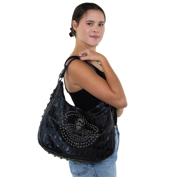 Studded Skull Hobo Bag