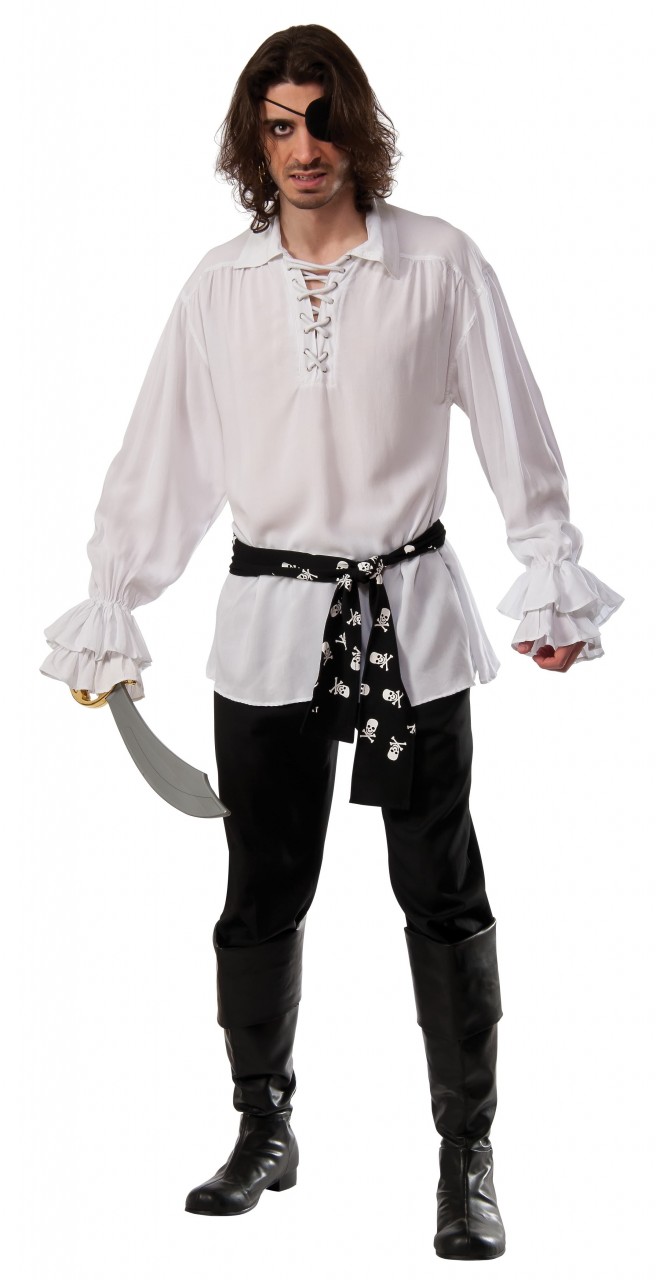 White Pirate Shirt w/Sash Adult Size