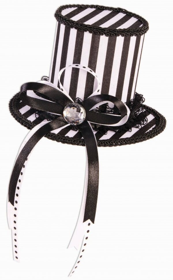 Black and White Striped Mini Top Hat
