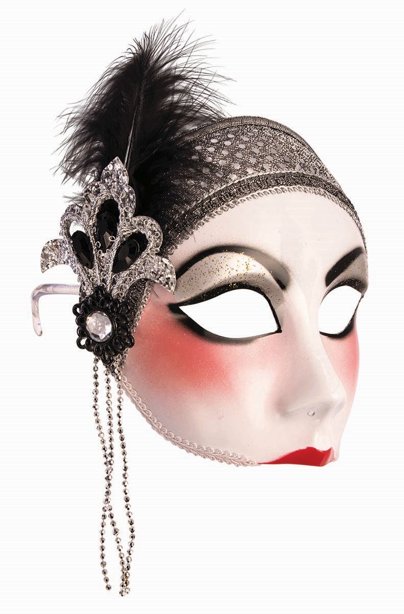 Flapper Half Mask with Feather