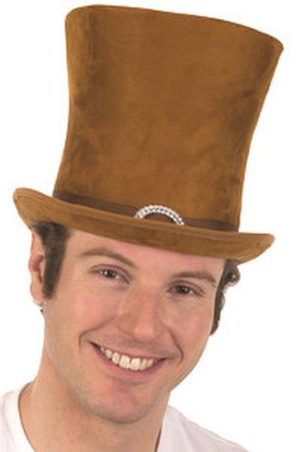 Brown Suede Tall Top Hat