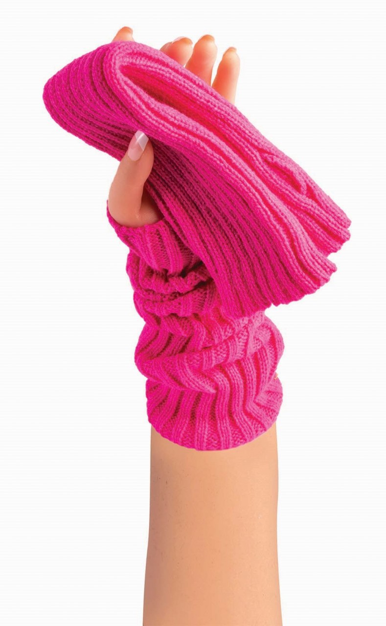 80's Sweater Arm Warmers - Neon Pink
