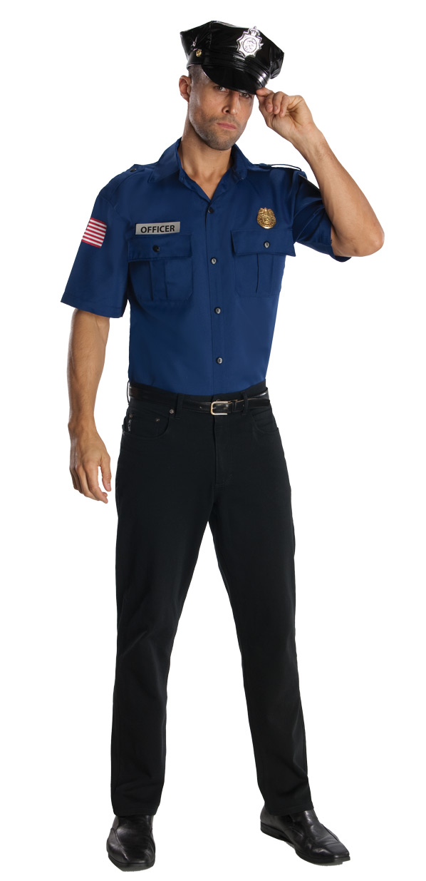 Adult Police Officer Costume Mens, Dark Blue Cop Uniform Halloween Outfit