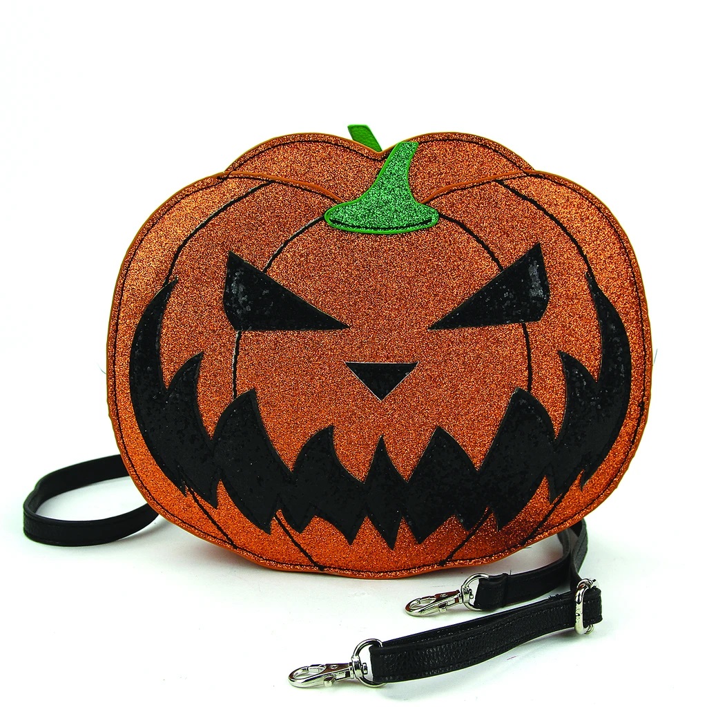 Sleepyville Critters - Pumpkin Two Faced Jack O Lantern Crossbody Bag