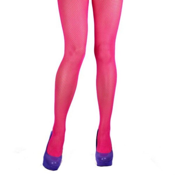 Neon Pink Nylon Fishnet Pantyhose