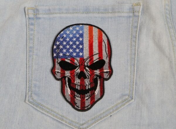 American Flag Skull Patch
