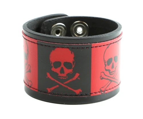 Skull Squares Printed Bracelet - Red