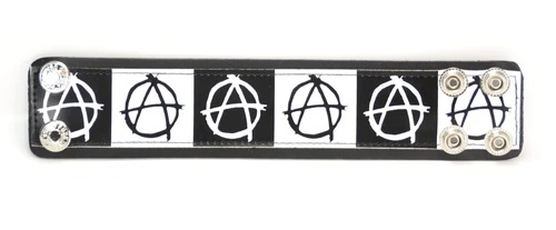 Black and White Anarchy Squares Printed Bracelet