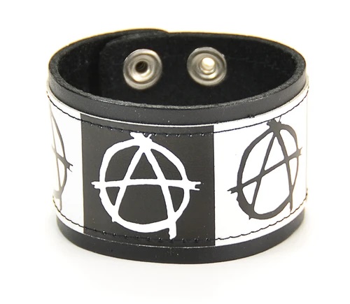 Black and White Anarchy Squares Printed Bracelet