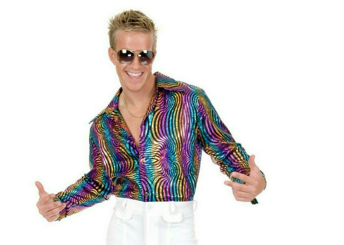 Rainbow Swirl Disco Shirt Men's Plus