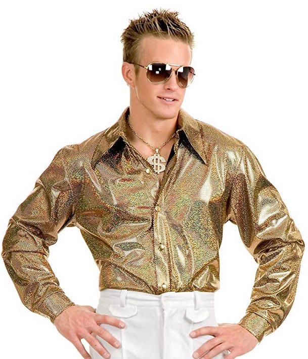 Gold Hologram Men's Disco Shirt