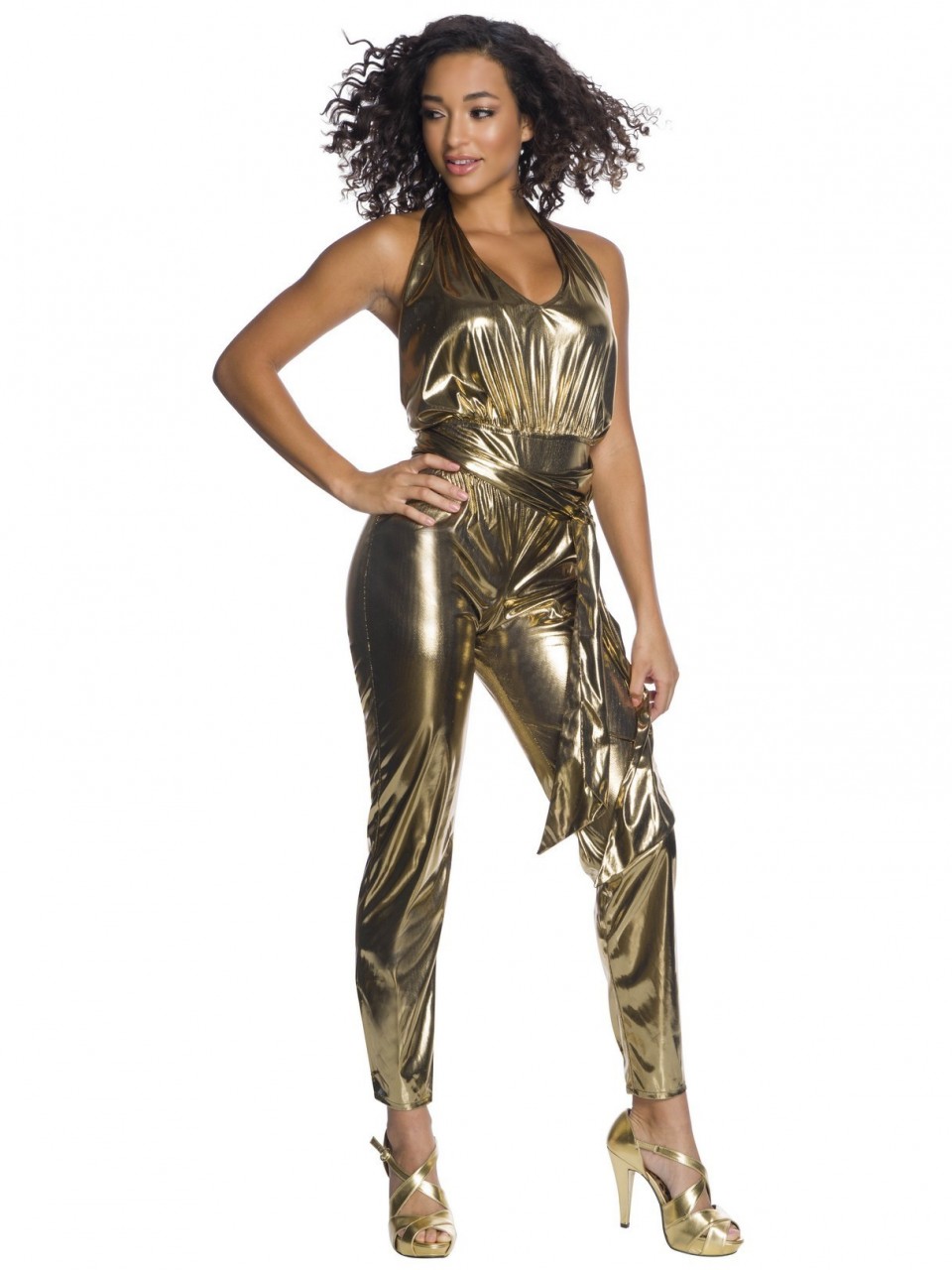 Disco Fever Queen Gold Jumpsuit Costume for Women