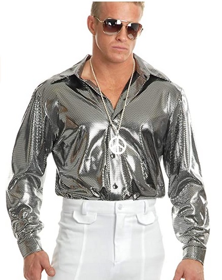 Silver Nail Head Men's Plus Disco Shirt