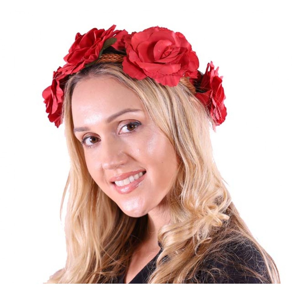 Carole Baskin Red Rose Flower Headband