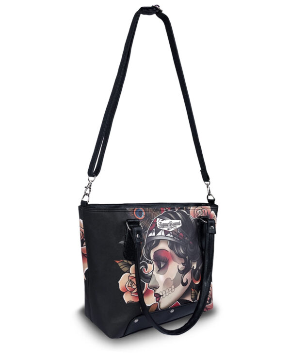 Gypsy Roses Skull Flowers Tote Bag Purse