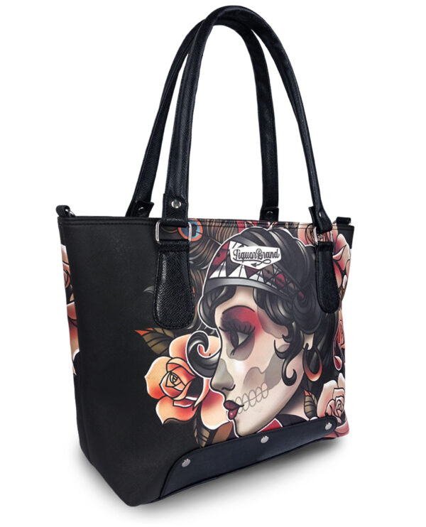 Gypsy Roses Skull Flowers Tote Bag Purse