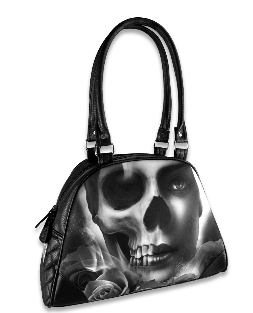 Half Life Skull Women's Face Black Purse Handbag