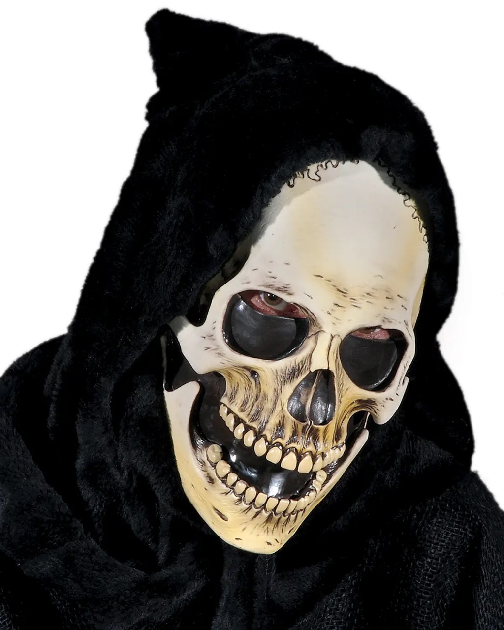 Hooded Grim Skull Latex Mask