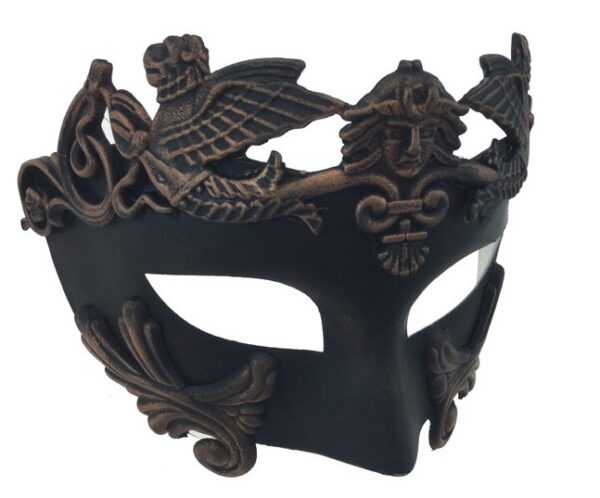 Mens Black & Copper Roman Style Masquerade Mask