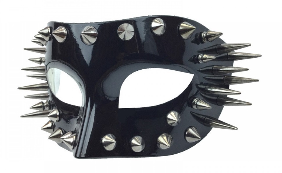 Men's Black Half Mask with Spikes