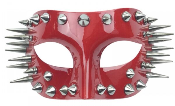 Men's Red Half Mask with Spikes