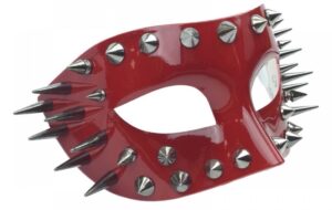 Men's Red Half Mask with Spikes