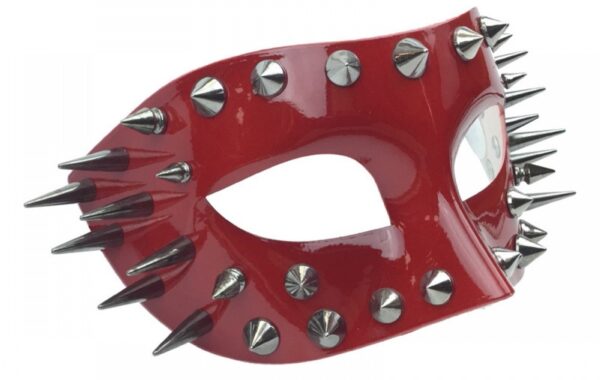Men's Red Half Mask with Spikes