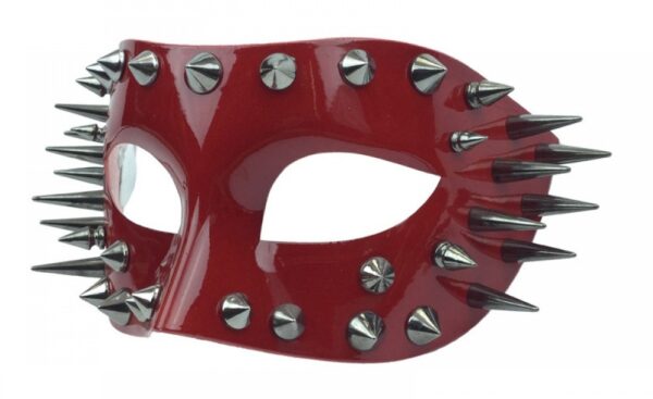Men's Red Half Mask with Spikes