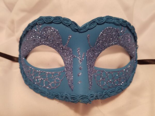 Blue Glitter Mardi Gras Mask