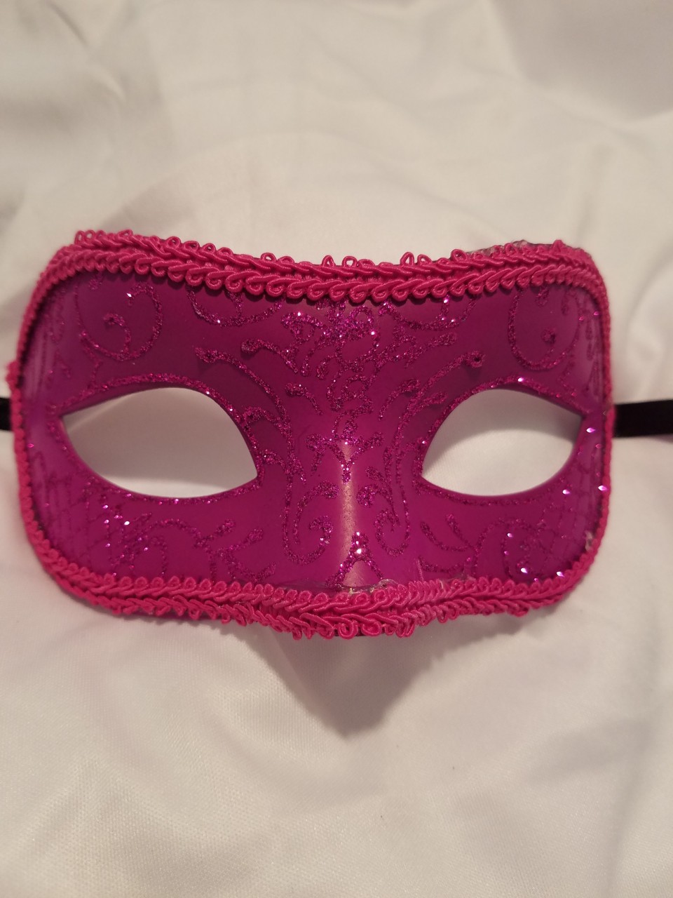 Hot Pink with Glitter Mardi Gras Mask
