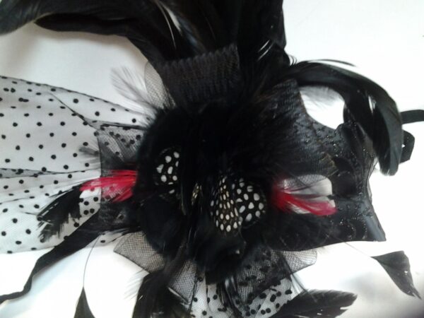 Black Masquerade Mask with Side Feathers