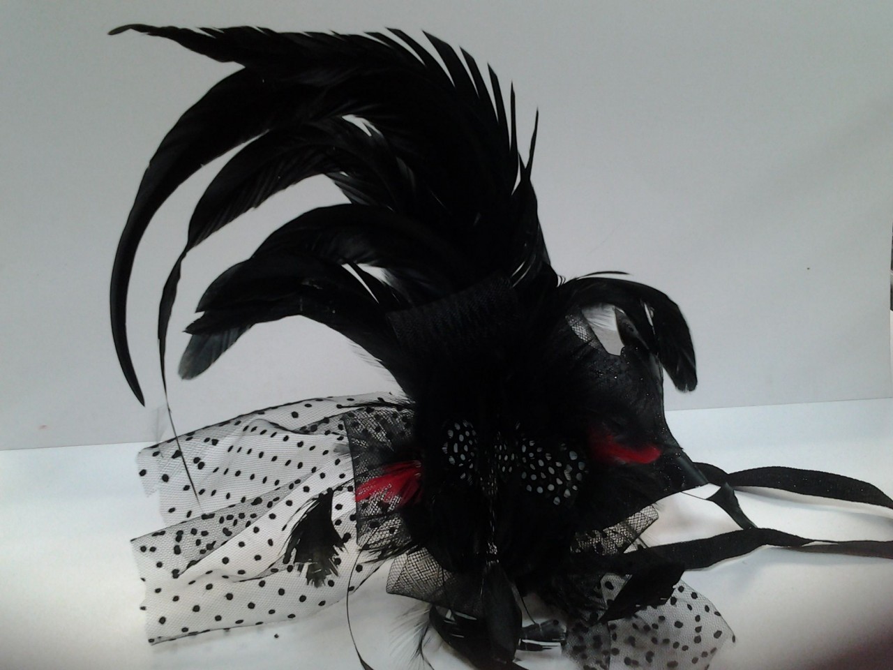 Black Masquerade Mask with Side Feathers