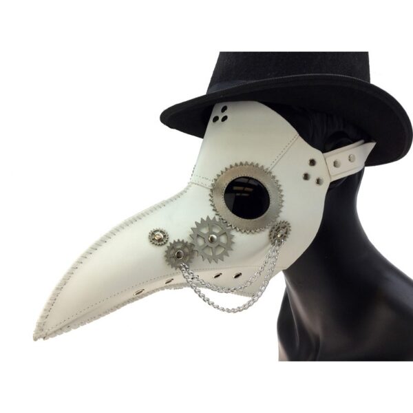 Plague Dr. Steampunk White Leather Mask