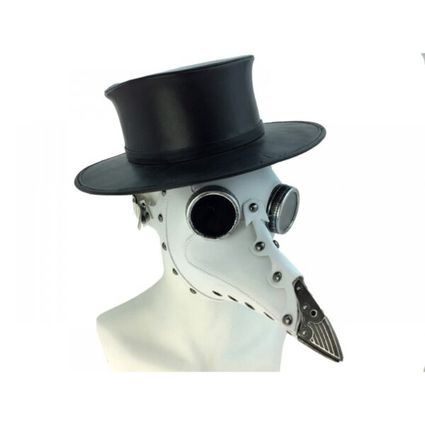 Plague Dr. White Leather Mask with Goggles