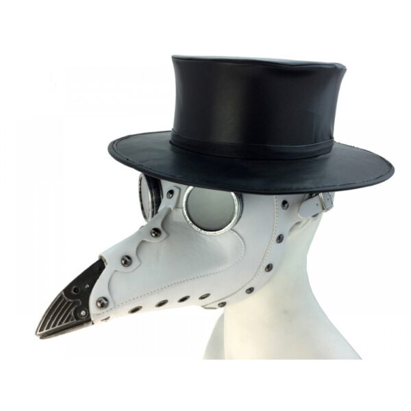 Plague Dr. White Leather Mask with Goggles