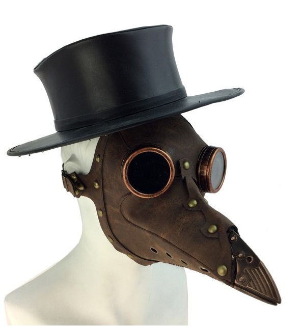 Plague Dr. Brown Leather Mask with Goggles