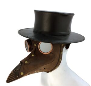 Plague Dr. Brown Leather Mask with Goggles