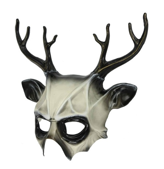 Men's Deluxe Stag Masquerade Mask - White & Black