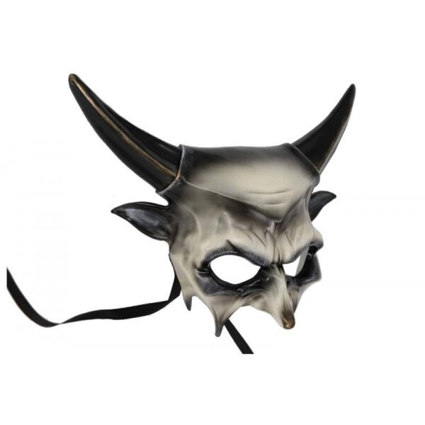 Men's Deluxe Black & White Devil Masquerade Mask
