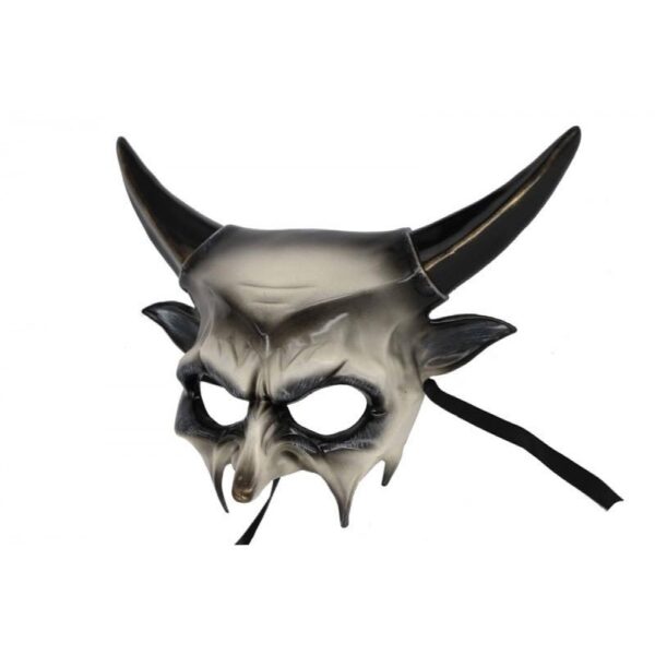Men's Deluxe Black & White Devil Masquerade Mask