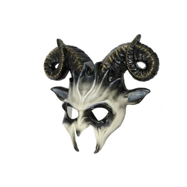 Men's Deluxe Goat Masquerade Mask - Black & White