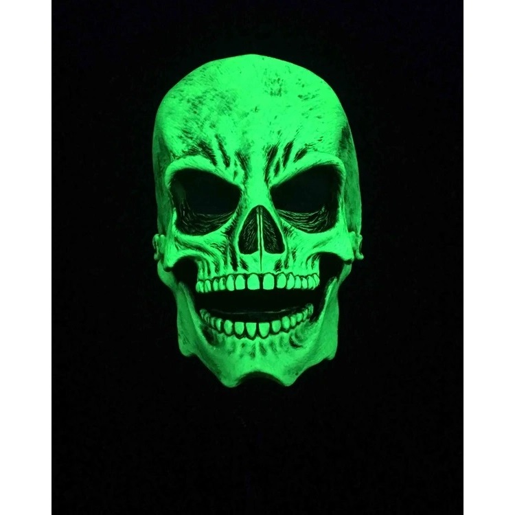 UV Green Glow Sock Skull Latex Mask