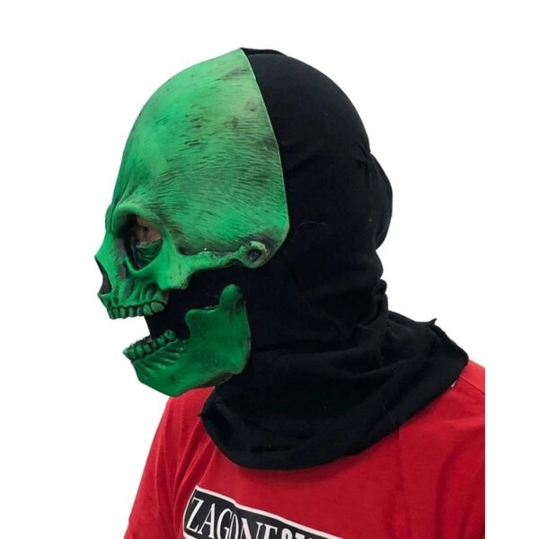 UV Green Glow Sock Skull Latex Mask