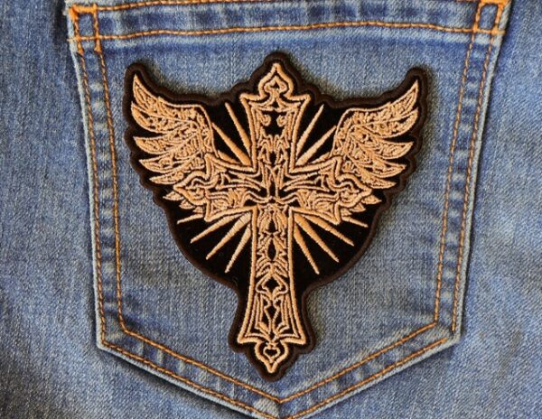 Christian Cross with Wings Patch