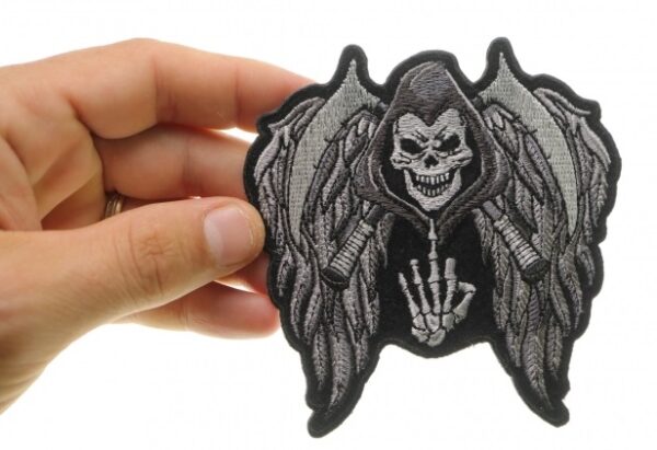 Reaper Skull with Wings and Middle Finger Patch